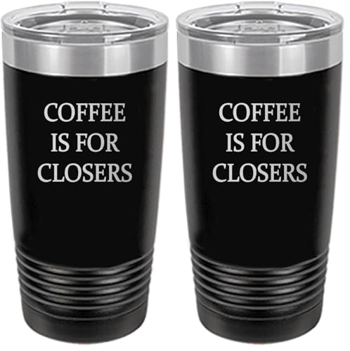 Rogue River Tactical Funny Realtor Real Estate Sales 20 Oz. Travel Tumbler Mug Cup w/Lid Vacuum Insulated Coffee Is For Closers Gift Salesperson Associate (Pack of 2) 20 Ounces (Pack of 2)