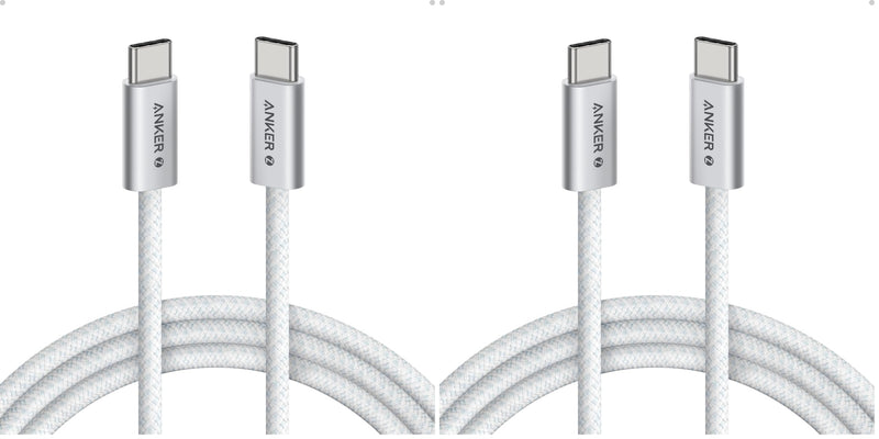 Anker Zolo USB C to USB C Cable, Braided and Dirt-Free Type-C Fast Charging Cable, Slim Connector, for iPhone 17 Series, MacBook (240W) (White, 6FT) (Pack of 2) 6ft (Pack of 2) White