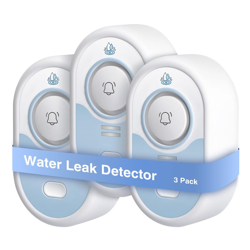 Water Leak Detector 3 Pack, 5-Year Battery Life, Water Alarm with Low Battery Warning, 100dB Loud Sound and Self-Test Function, IP66 Waterproof for Home Basement Kitchen(Not Support Wi-Fi)