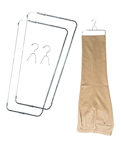 Pants Stretcher with Durable Wire Hanger – Wrinkle-Free Drying with Perfect Creases for Jeans, Dress Pants, Chinos & Slacks | Adjustable Fit for Slim to Regular Pants-2 Pack