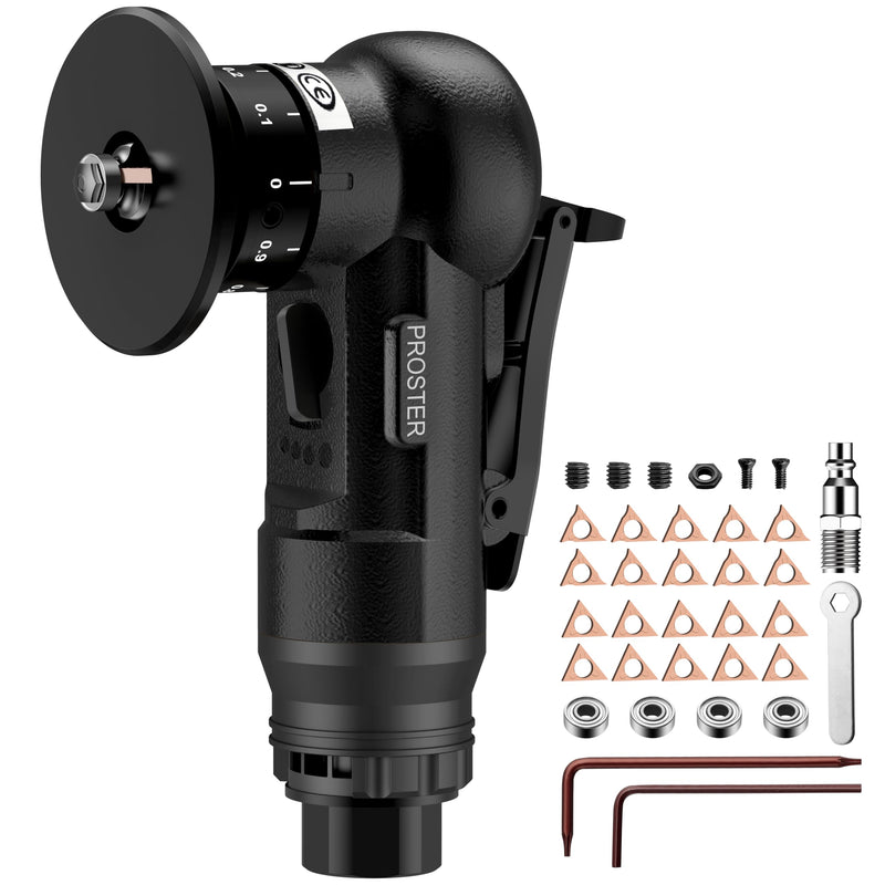 Proster Pneumatic Chamfer Tool Kit Professional Air Deburring Machine, 30000 RPM with Dual-Blade System (R & C Blades), 22-Piece Tungsten Carbide Set for Metal, Wood, PVC, Pipes Black