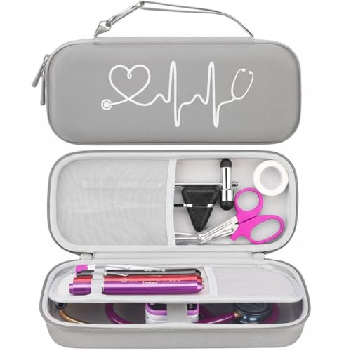 Stethoscope Case Hard Shell EVA - Stethoscope Bag/Case, Protective Case with Zip & Mesh Compartment, Portable for Doctors, Nurses, Medical Students & Emergency Services, Grey