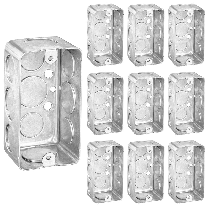 OHLECTRIC 4x2 inch Electrical Handy Box (10-Pack) Steel Metal Outlet Boxes with 1/2" & 3/4" Knockouts, 2-1/8 Inch Deep 17 Cu. in. Steel Junction Box Utility Box 2-1/8" Deep with 1/2" & 3/4" Knockouts 10
