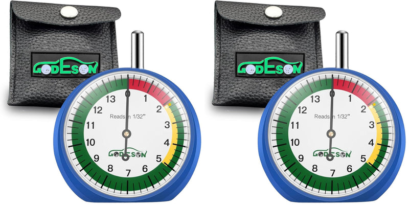 GODESON Dial Type Tire Tread Depth Gauge 88703 Professional for Motorcycle, car,Truck and Bus (Pack of 2) 2 Pack INCH
