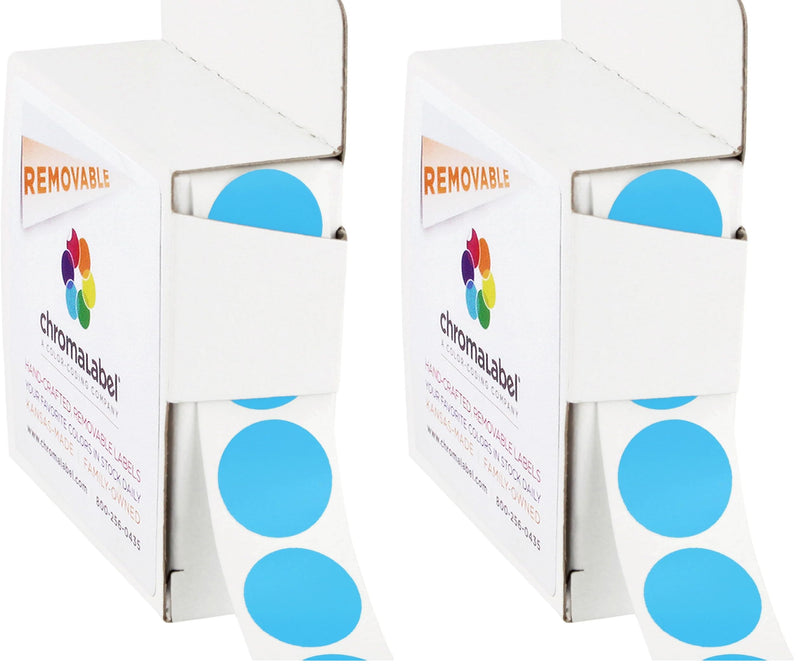 ChromaLabel Light Blue 0.75 inch Round Label Dots - 1000 Stickers with Dispenser Box (Pack of 2) 3/4" (Pack of 2)