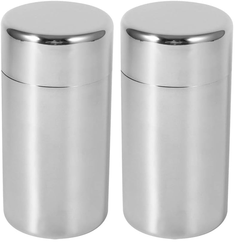 Small Tea Tin Canister, 550ml Stainless Steel Coffee and Tea Canister, Loose Leaf Tea Storage Container, Portable with Airtight Double Lids, for Tea Coffee Sugar Storage (Pack of 2) Large (Pack of 2)