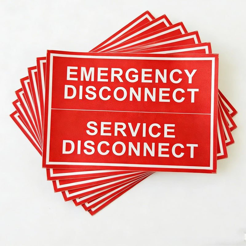 12 Pack Reflective Emergency Disconnect Stickers, Night-Visible Solar Warning Labels NEC Compliant, 5"x 3.5" Waterproof Vinyl Decals for Electrical Panels, Breaker Boxes & PV Rapid Shutdown 12 Pack (Reflective)
