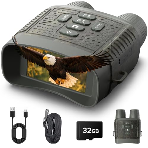 4K Night Vision Goggles, Night Vision Binoculars with 3″ Screen, 10X Digital Zoom, Infrared Binoculars, 5000mAh Rechargeable Battery, 32GB Card Included Tech Gadgets Telescope, Gifts for Men CAMO