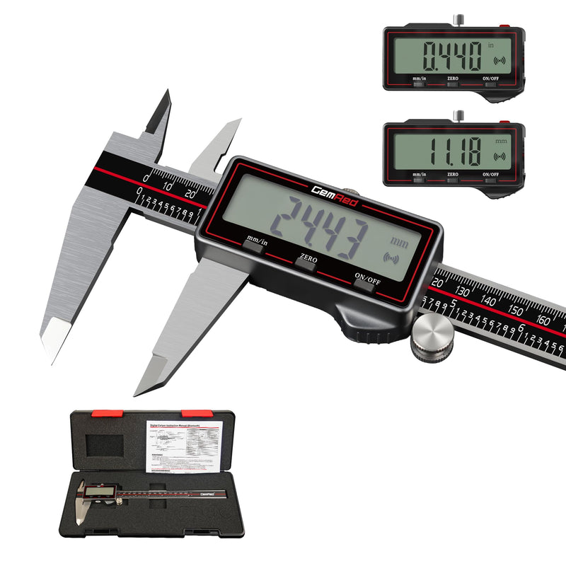 GemRed Digital Caliper 200mm / 8" with Large LCD Display | With large LCD display, digital calliper, mm/inch conversion, auto-off, 4-way measurement for workshop, DIY & 3D printing