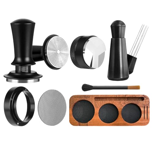 7 PCS Espresso Accessories Kit, Espresso Tamping Station, Coffee Tamper, Coffee Distributor, WDT Tool, Puck Screen, Dosing Funnel, Cleaning Brush, Barista Tools Set (53mm) 53mm