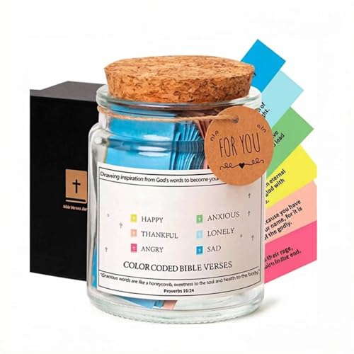 Bible Verses Jar with 90 Inspirational Scripture, Christian Gift for Women, Men, Valentines Gifts for Him, Easter Basket Stuffers, Glass Jar for Prayer and Meditation