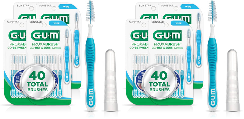 GUM Proxabrush Go-Betweens - Wide - Interdental Brushes - Soft Bristled Dental Picks for Plaque Removal Health - Safe for Braces & Dental Devices,10 Count (Pack of 8) 10 Count (Pack of 8)