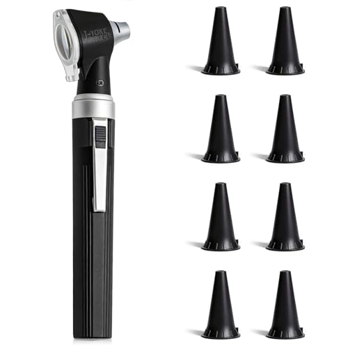 Portable Otoscope Kit: Otoscope with LED Light, Direct Lighting Ear Care Tool, 3x Magnification, 8 Caps and 1 Storage Case, Diagnostics for Children and Adults, for Home Use and Clinic