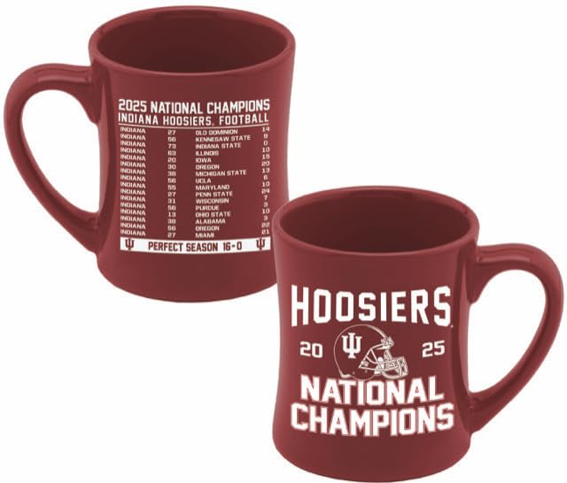 Indiana Hoosiers 2025 National Champions Ceramic Sculpted Mug 16oz Crimson Mug