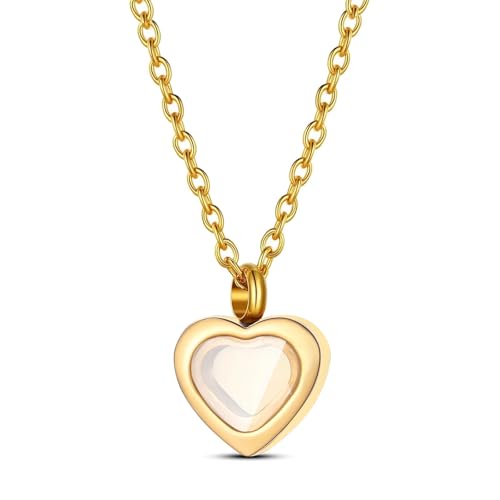 Cremation Jewelry Small Heart Urn Necklaces for Ashes for Women Men, Glass Memorial Locket Keepsake Urn Pendant for Human Ashes Holder Gold