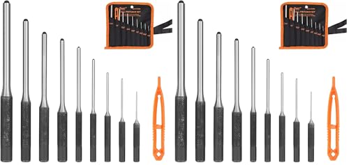 HORUSDY 9-piece roll pin punch set with holder, metal punches for automotive, watch, jewelry and craft repairs