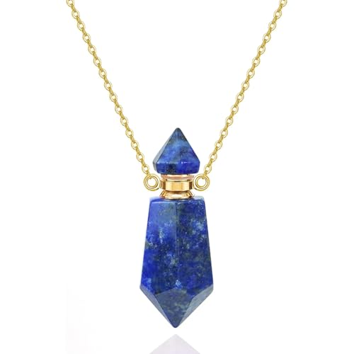 Cremation Jewelry Urn Necklaces for Ashes for Women Men, Natural Crystal Stone Memorial Keepsake Pendant Urn Locket for Human Ashes Holder Blue