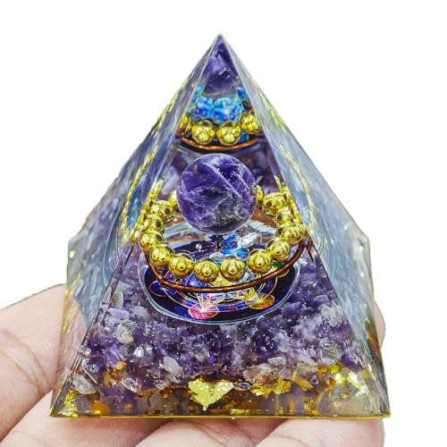 Natural Mineral Crystal Pyramid Energy Healing Meditation Aid Feng Shui Protection Home Decor Versatile Gift Option(2inch Pyramid Amethyst) 5cm Pyramid Amethyst