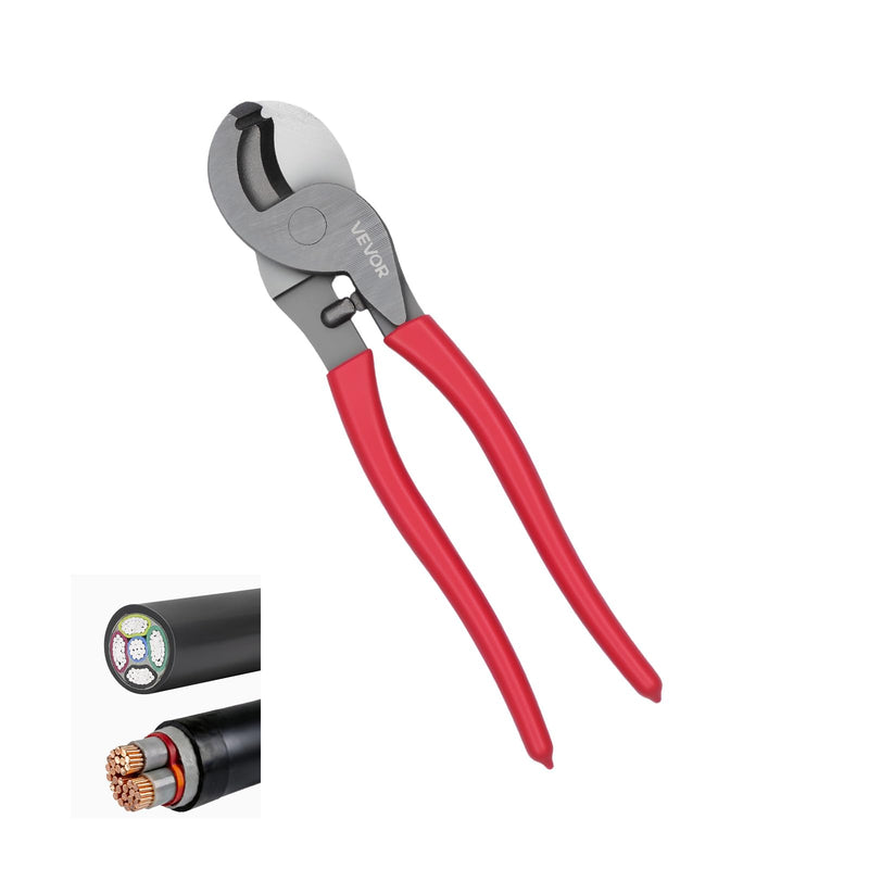 VEVOR High Performance Cable Cutter, 235mm Compact Size with Forged Blades and PVC Coated Handles, for 4/0 AWG Aluminium, 2/0 AWG Soft Copper and 100 Pair 24AWG Communication Cables TYP 4