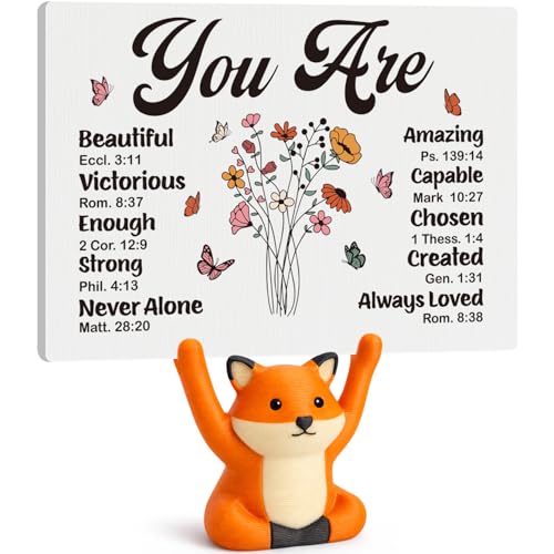 Christian Gifts for Women - Inspirational Bible Verse Fox Sign, Religious Spiritual Gifts for Mom Friend, Funny Office Desk Decor, Birthday Mother's Day Easter Basket Stuffer religious easter gifts for kids