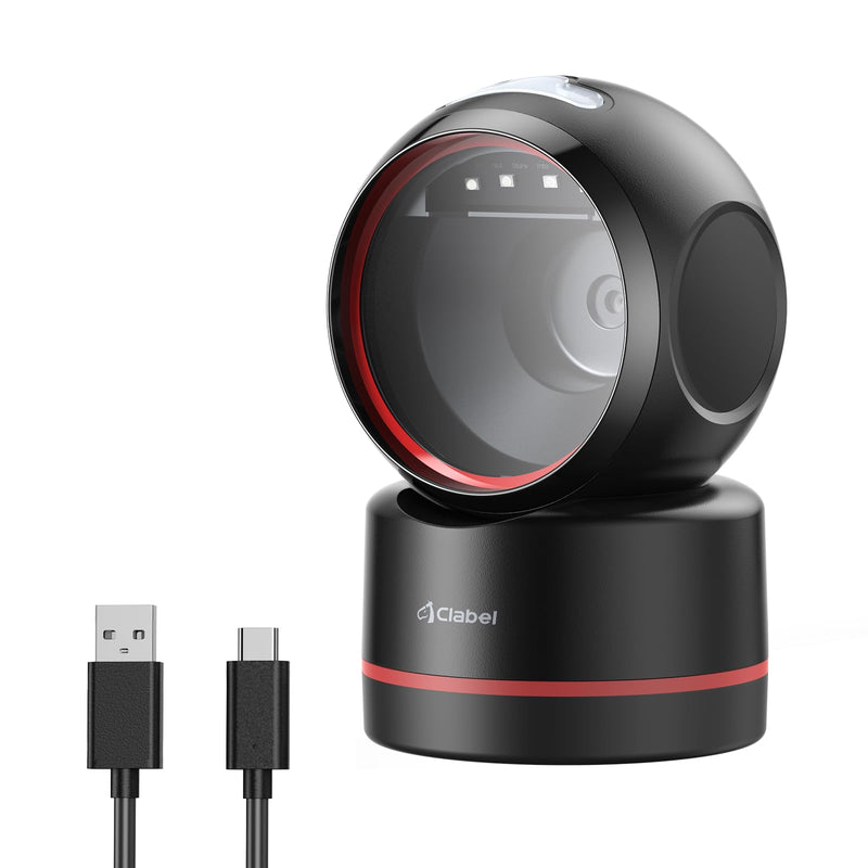 T27H Omnidirectional Auto-Sensing Desktop USB Barcode Scanner, Hands-Free Adjustable Angle 1D/2D QR Code Reader, Plug and Play Wired Scanner for POS, Library and Inventory
