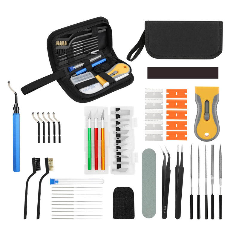 3D Printer Tools Kit, 58PCS 3D Printer Accessories & 3D Printing Tool Kit with Nozzle Cleaning Kit, Deburring Tool, Scraper, Files, Carving Knife, Tweezers – 3D Print Tools for FDM/SLA Printers 58pcs 3D Printing Tool Kit with Deburring Tool