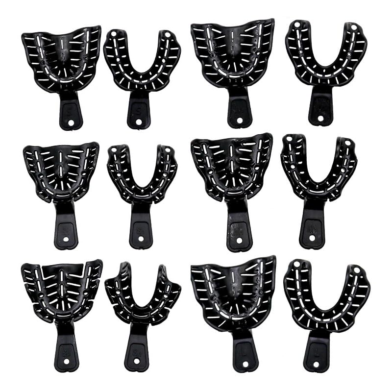 Dental Impression Tray, Plastic Perforated Dental Trays | Pack of 12 Heated Perforated Plastic Teeth Imprint Trays for Whitening Rails, Adults & Children