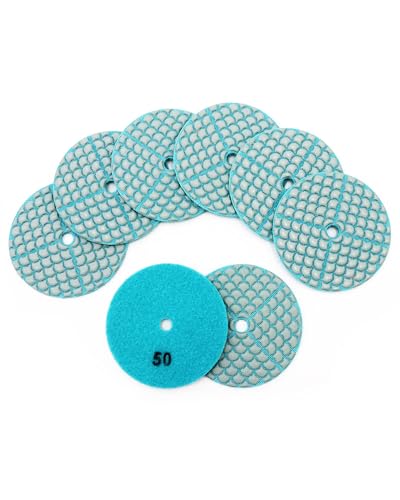 SHDIATOOL Diamond Sanding Pads 50-8 Pieces Dry Polishing Discs 100 mm for Granite Marble Quartz Artificial Stone Suitable for Angle Grinders G50