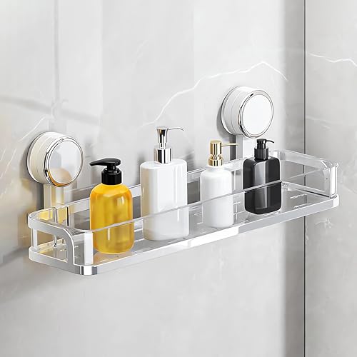 Corner Shower Caddy Suction Cup, Corner Shower Shelves No Drilling, Upgrade Suction Cup Shower Organizer Removable Bathroom Storage Rack Shower Caddy Shelf Organizer Rack (white) white