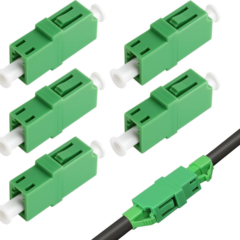 Pack of 5 Fibre Optic Adapter, PC Single Mode Fibre Optic Adapter Coupling Green LC-APC Female Simplex Single Mode Fibre Optic Adapter Coupling Simplex for Fibre Optic Cable Extension Fibre Optic