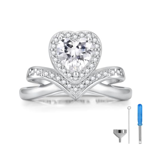 Sterling Silver Urn Rings for Ashes Women Cremation Jewelry Memorial Gifts Heart 9