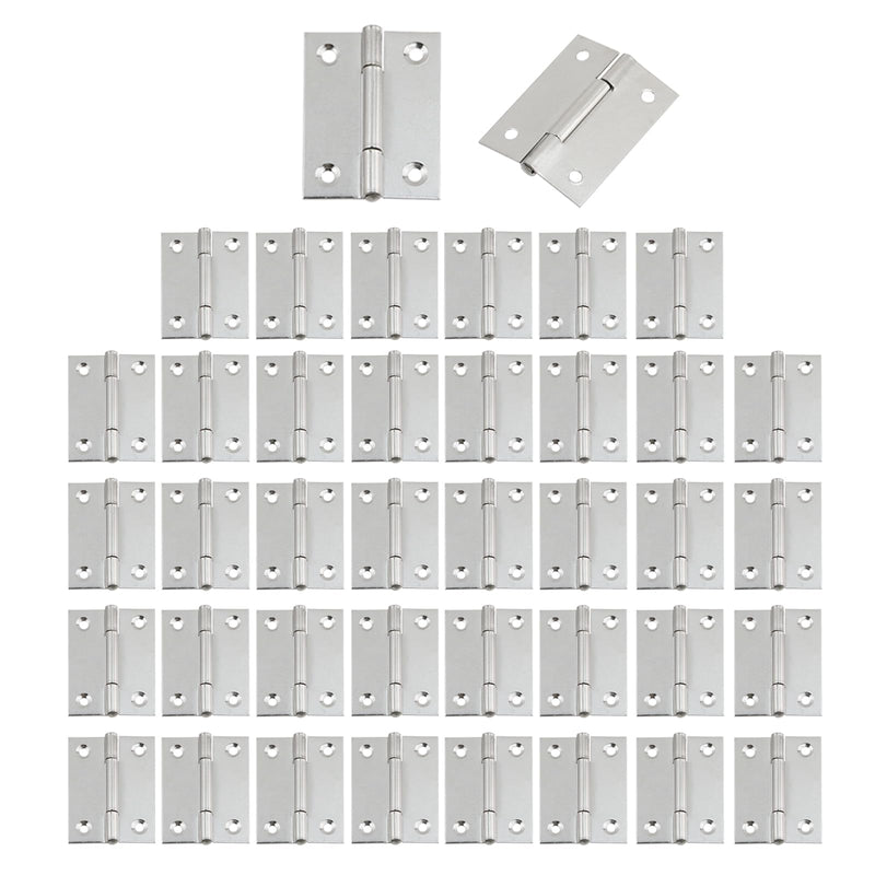 MY MIRONEY 40PCS Stainless Steel Folding Hinges 2 Inch Silver Cabinet Door Hinge Home Furniture Hardware Hinge for Wooden Box, Door and Window, DIY Projects 2"; Silver; 40PCS