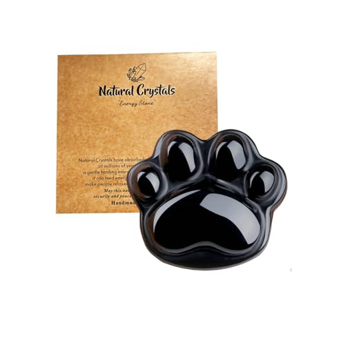 AITELEI Obsidian Cat Paw Crystals and Healing Stones, Natural Stone for Anxiety Relief, Worry Stones for Stress Relief, Unique Crystal Figurines Gift for Crystal Cat Lovers Women Men (Obsidian)