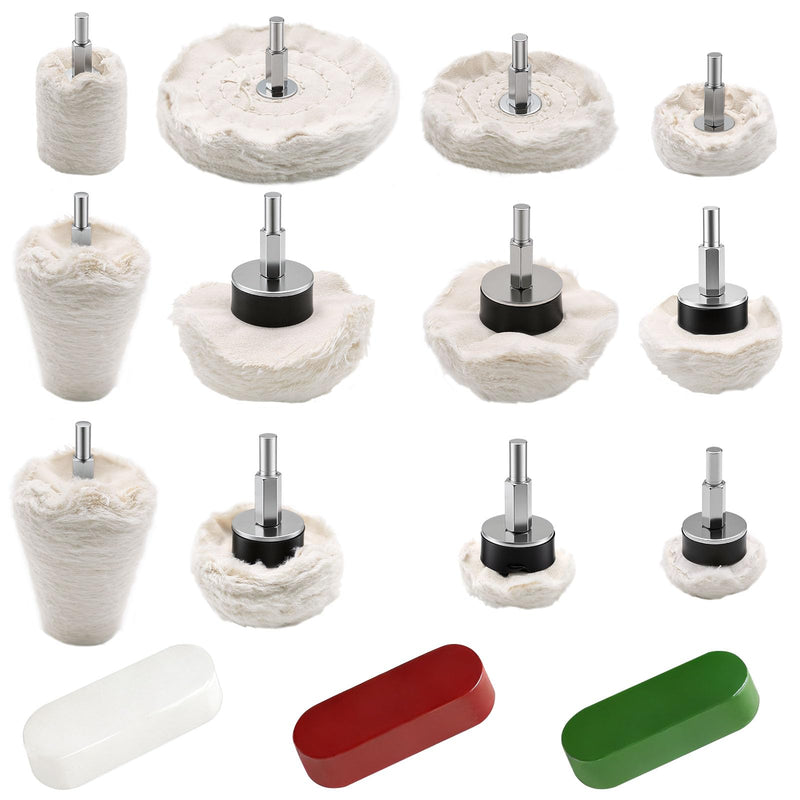[Australia - AusPower] - Tnisesm 15Pcs Buffing Wheel Kits,Polishing Wheels Buffing Pads for Drill for Metal Aluminum,Stainless Steel, Chrome, Jewelry, Wood, Plastic, Ceramic, Glass,etc 15 