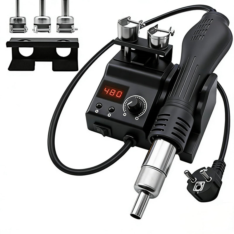8858 Hot Air Soldering Station, Desoldering Station 700 W with LED Digital Display 100-480°C, Hot Air Soldering Station with 3 Hot Air Blow Dryer Mouthpieces, SMD Soldering and Desoldering | mit LED Digital Anzeig 100-480°C | 3 Heißluftföhn-Mundstücke ...