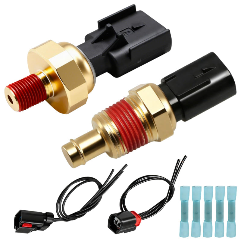 FUSCH Engine Oil Pressure Sensor Sender Switch & Coolant Temperature Sensor Compatible with Dodge Magnum Durango Chrysler Aspen Jeep Commander Replace # 5149062AA 5149077AB Oil Pressure Sensor & Coolant Temperature Sensor