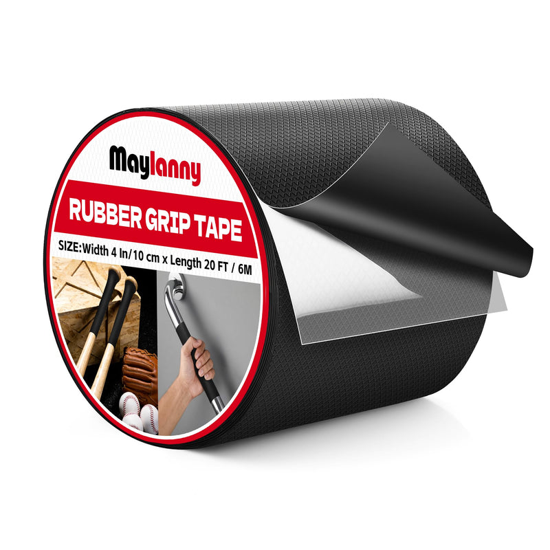 Maylanny 4 in x 20 FT Rubber Grip Tape, Black Ultra Strong Anti Slip Waterproof Tape with Textured Adhesive Comfortable in Hands, Perfect for Tools, Handles, Ladders - High Traction DIY Safety Grip