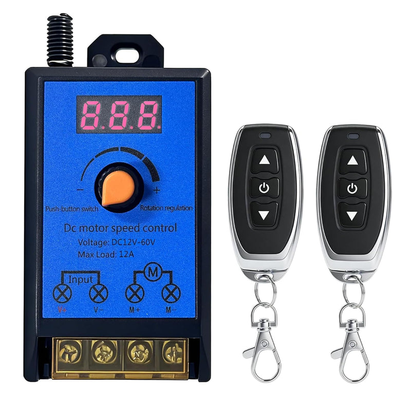 Wireless DC Motor Remote Control Switch,DC 12V-60V 12A M29B Motor Speed Controller Remote Control Switch,Wireless Remote Switch with 100 ft Range,Suitable for Various DC Motors,Lighting Fixtures,Fan.