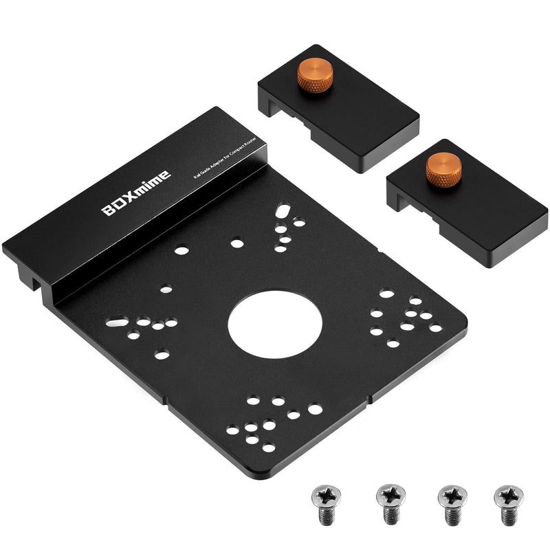 Universal Router Guide Rail Adapter,Designed for most Brand Fixed-Base Compact Routers,Compatible with Ma-kita&Fes-tool Track Saw Guide Rail ;Aluminium Router Base with 2 Pack Rail Stops