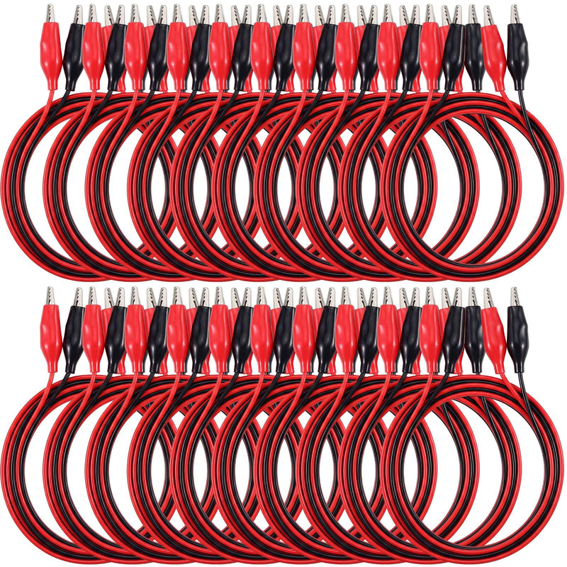 EBOOT 40 Pcs Alligator Clips Electrical, 40 Inches Test Leads with Alligator Clips, Double-Ended Jumper Wires for Electrical Testing, Circuit Connection, Experiment