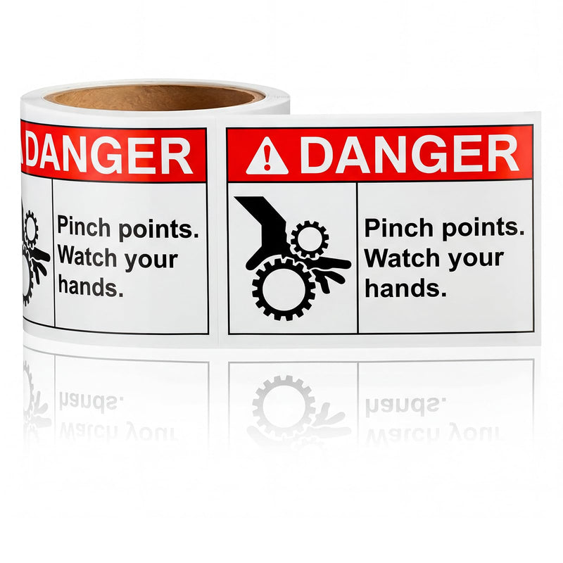 [Australia - AusPower] - 50 Pcs Pinch Points Danger Labels - 5 x 3.5 Inch OSHA Safety Watch Your Hands Vinyl Warning Stickers for Workplace Warehouse, Machine and Equipment 