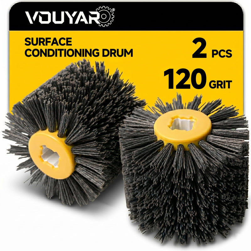 2 Pcs Burnishing Wheel 180 Grit Stripping Drum, 4.5" x 4" Abrasive Drawing Wheel Drum, Surface Conditioning Tool Drum for Metal, Wood, Plastic Nylon 180#