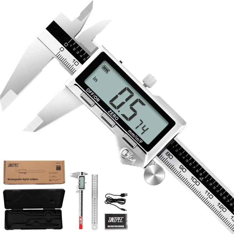 Rechargeable Caliper 12 inch with Large LCD Display | Stainless Steel Vernier Micrometer, Measuring Tool 0-12"