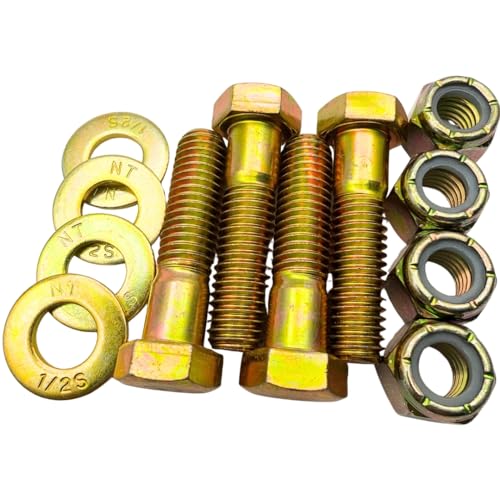 Quantum Forge 1/2-13 x 2 Grade 8 hex bolts with flat washers and nylon lock nuts, 4-pack