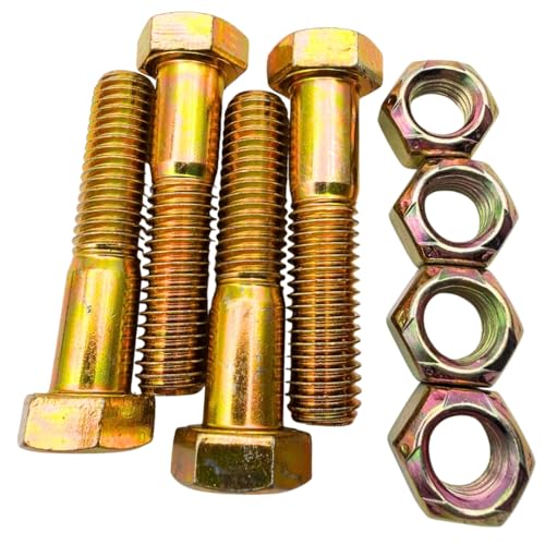 Quantum Forge 1/2-13 x 2-1/4-inch Grade 8 hex bolts with all-metal lock nuts, 4-pack