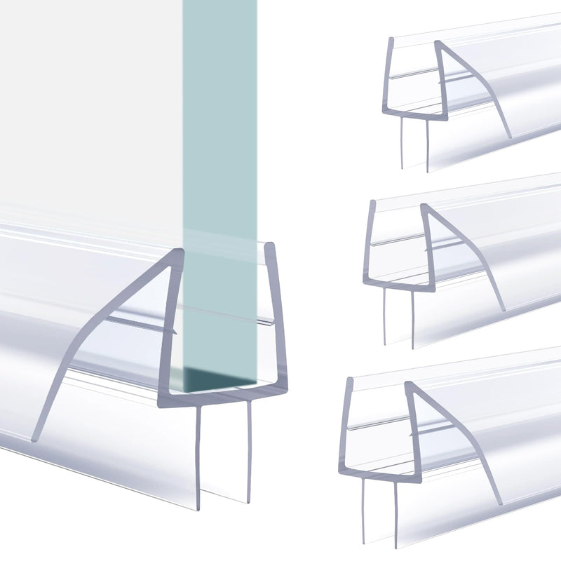 Shower Door Bottom Seal,Glass Door Bottom Seal,PVC Seal for Shower Door Sweep,Shower Door Bottom Seal Strip (Ultra Clear, 4 Pack 36in for 3/8"(10mm)) Ultra Clear 4 Pack 36in for 3/8"(10mm)