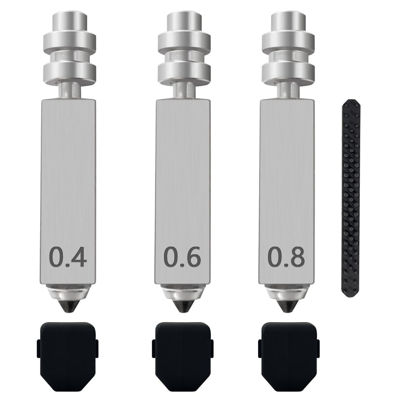 HzdaDeve 3PK 0.4MM 0.6MM 0.8MM Kobra X Nozzles Integrated Hardened Steel Nozzles Hotend Quick-Detachable Extruder Print Head Kit Hot End with 3PK Silicone Cover Nozzle Wiper for Anycubic Kobra X Combo 0.4MM+0.6MM+0.8MM