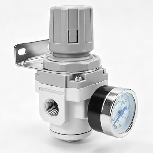 DIFFGYSAN AR3000-03 air regulator with gauge and bracket, 3/8-inch NPT, adjustable 0-145 PSI