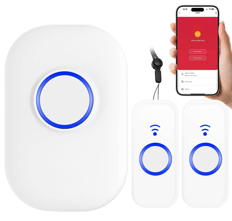 [Australia - AusPower] - WiFi Wireless Caregiver Pager Call Button for Elderly at Home, App Control Medical Alert System for Seniors Patients Disabled Monitoring, Home Nursing Care Facility Use (Only Supports 2.4GHz WiFi) 2Call Buttons + 1 Receivers 