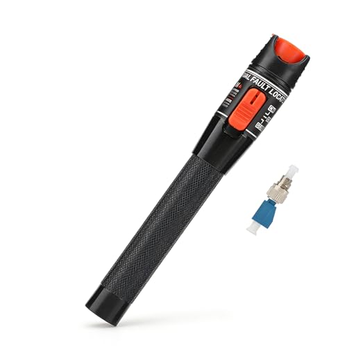 Fiber Optic Tester 10 mW 10 KM Fiber Optic Tester, Visual Fault Locator 10 km VFL Fiber Optic with 2.5 mm FC Plug to LC Female Adapter Fiber Testing | Visual Fault Locator, Fiber Optic Tester, Portable Mini Red Fiber Optic Cable Tester orange